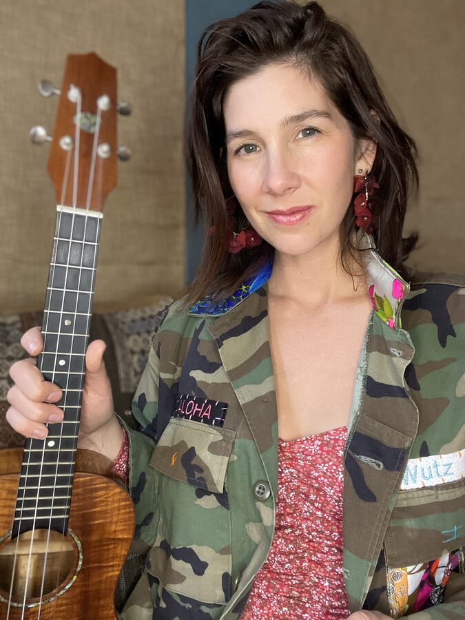 Katrina Lalo Louise holding her ukulele